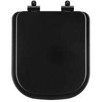 Tampa De Vaso Poliéster Com Amortecedor Piano Preto Fosco Para Bacia Deca Com Ferragem Preta - 1