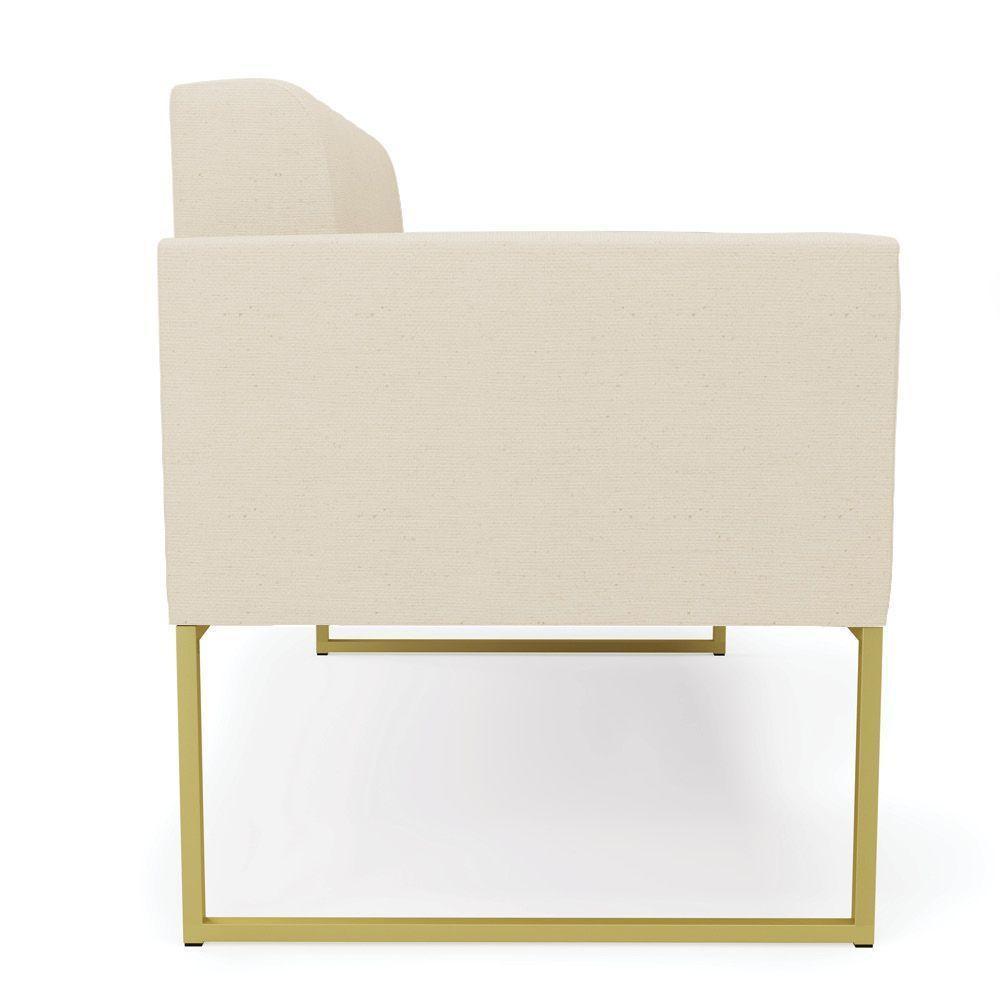 Sofá Namoradeira Elisa Linho Bege A19 Base Metálica Industrial Dourada - D'rossi - 4