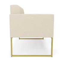 Sofá Namoradeira Elisa Linho Bege A19 Base Metálica Industrial Dourada - D'rossi