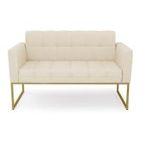 Sofá Namoradeira Elisa Linho Bege A19 Base Metálica Industrial Dourada - D'rossi - 6