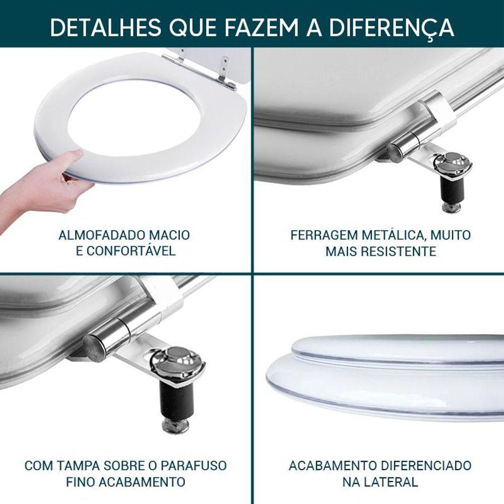 Tampa De Vaso Almofadada Fiore Branco Para Bacia Incepa 6Lpf - 5