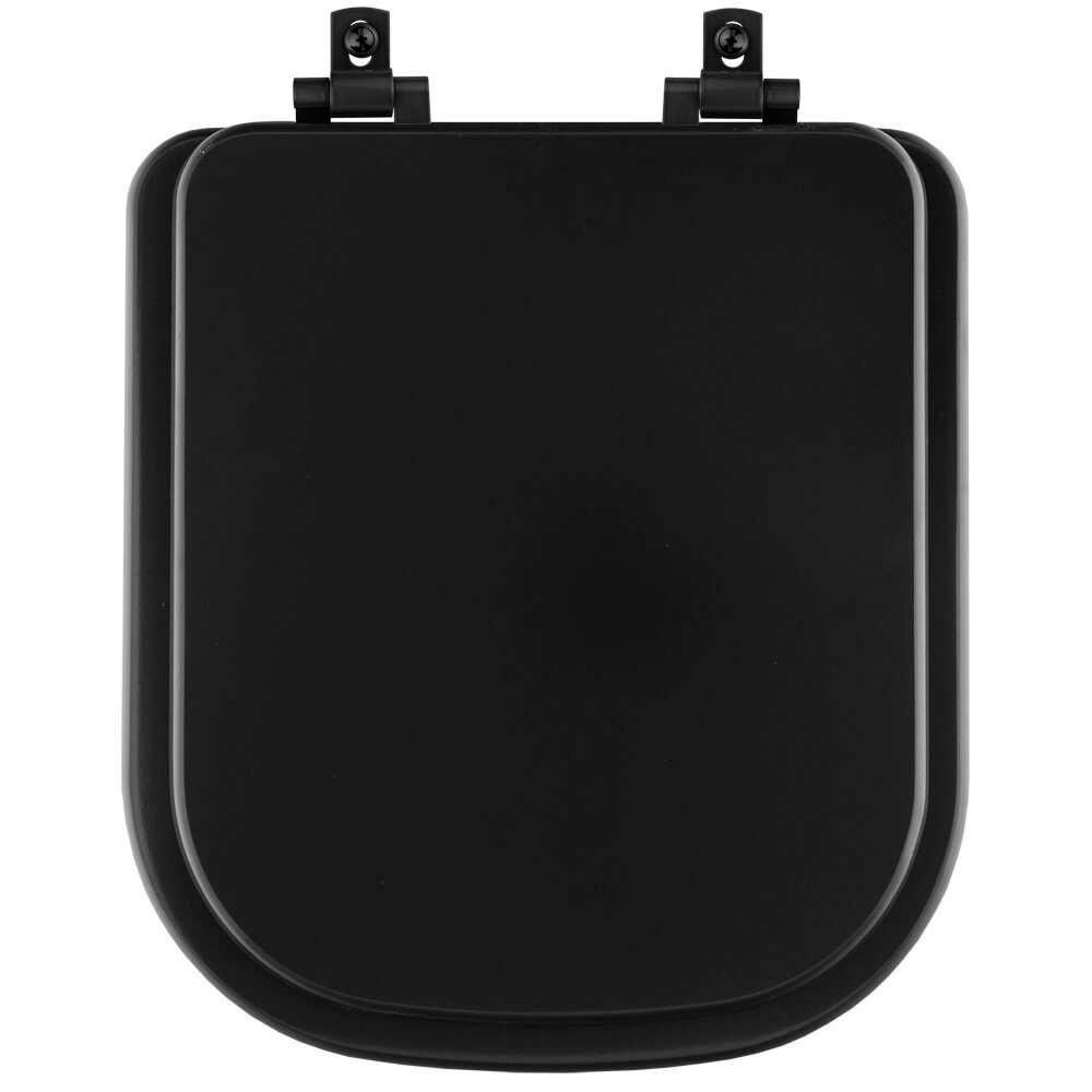 Assento Sanitário Mdf Soft Close Piano Preto Fosco Para Vaso Deca Com Ferragem Preta - 1