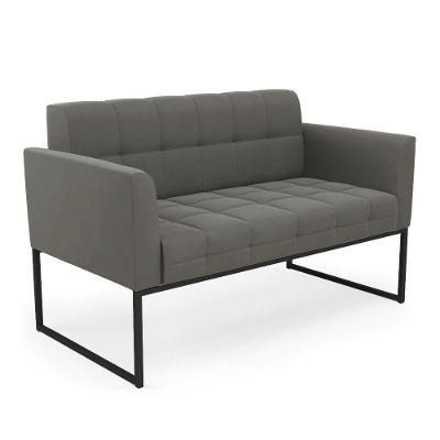 Sofá Namoradeira Elisa Suede Base Metálica Industrial Preto - D'rossi Cor Grafite