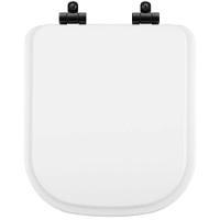 Assento Sanitário Poliéster Soft Close Piano Branco Para Vaso Deca Com Ferragem Preta - 1