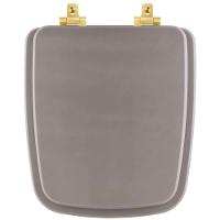 Tampa De Vaso Mdf Com Amortecedor Boss Stone (Cinza Fosco) Para Bacia Incepa Com Ferragem Dourada - 1