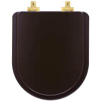 Tampa De Vaso Mdf Com Fechamento Lento Carrara Marrom Fosco Para Louça Deca Com Ferragem Dourada - 1