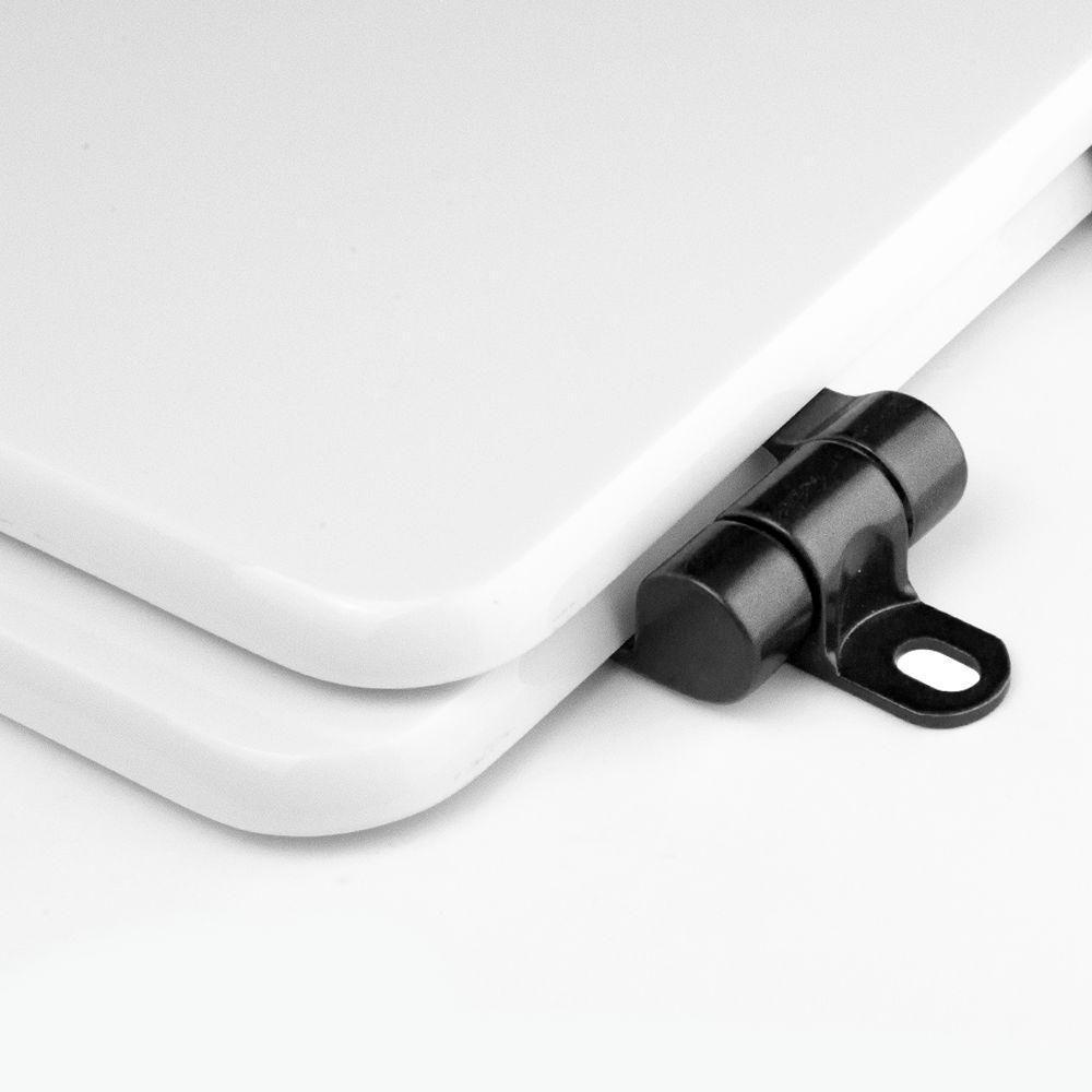 Assento Sanitário Poliéster Soft Close Nuova Branco Para Vaso Deca Com Ferragem Preta - 3
