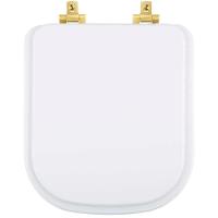 Tampa De Vaso Laqueado Com Fechamento Lento Piano Branco Para Louça Deca Com Ferragem Dourada - 1