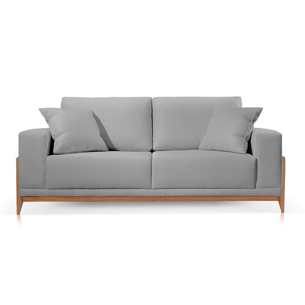 Sofá 2 Lugares Fixo Living Bellagio Suede Cinza 23 1,90m - 2