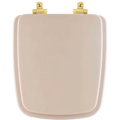 Tampa De Vaso Mdf Com Amortecedor Boss Beige (Bege Fosco) Para Bacia Incepa Com Ferragem Dourada