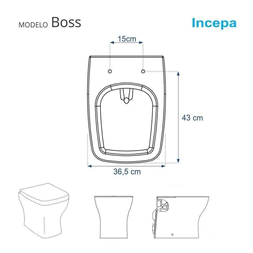Tampa De Vaso Com Fechamento Lento Boss Beige (Bege Fosco) Para Louça Incepa Com Ferragem Dourada - 4