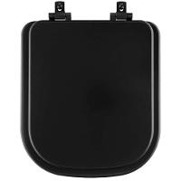 Assento Sanitário Mdf Soft Close Quadra Preto Fosco Para Vaso Deca Com Ferragem Preta - 1