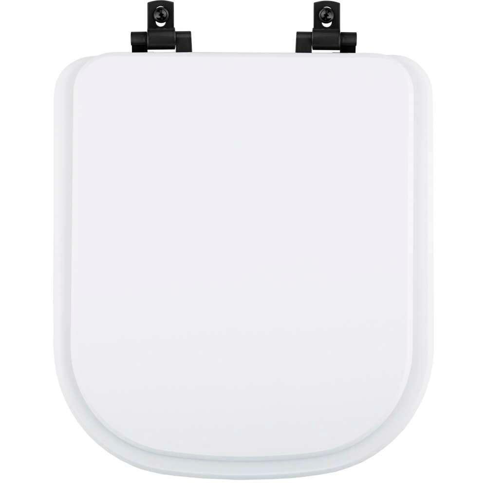 Tampa De Vaso Laqueado Com Amortecedor Piano Branco Para Bacia Deca Com Ferragem Preta - 1