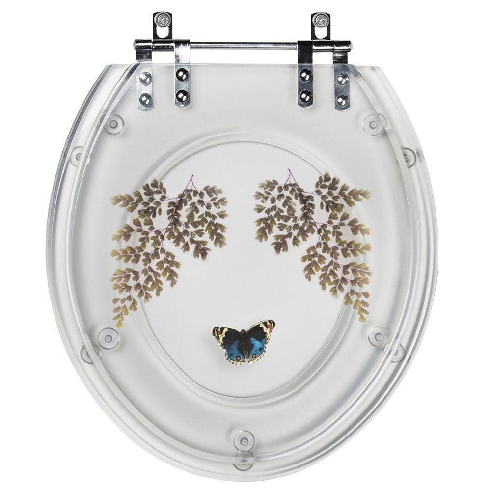 Tampa De Vaso Decorado Transparente Com Borboleta Azul - 1