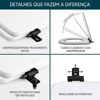 Tampa De Vaso Laqueado Com Amortecedor Level Branco Para Bacia Deca Com Ferragem Preta - 6