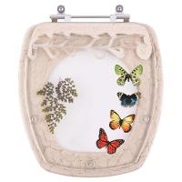 Tampa De Vaso Poliéster Decorada Borboleta Thema Bege Para Louça Incepa - 1