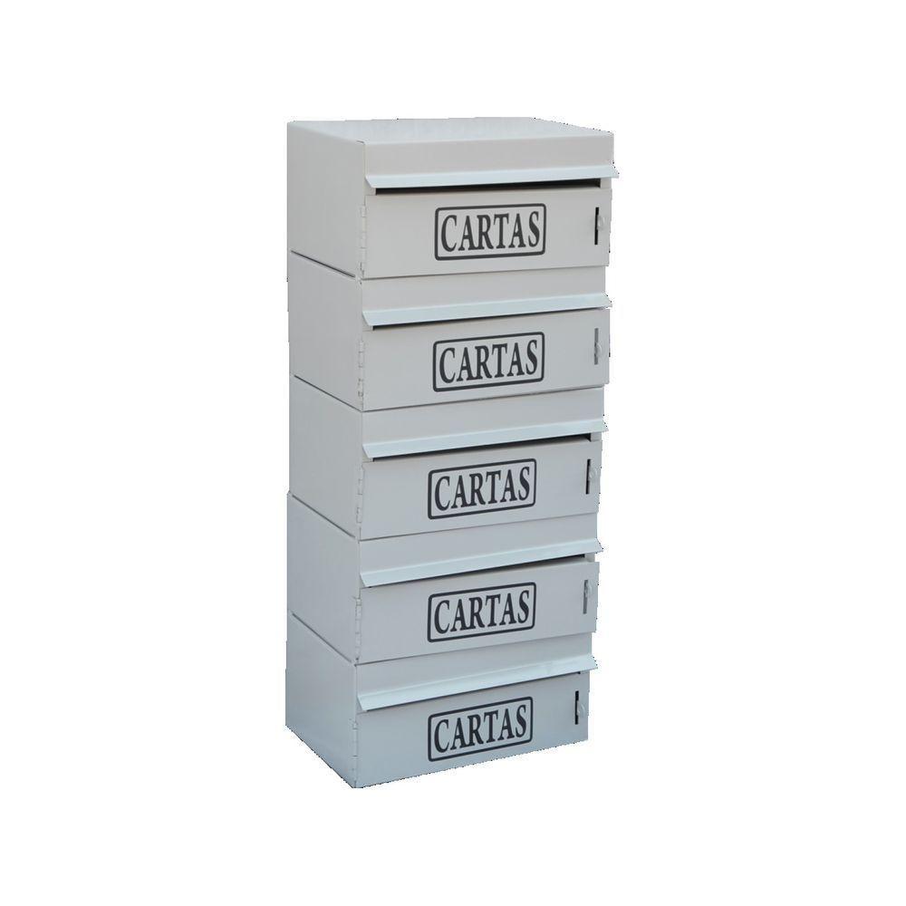 Caixa Correio Condomínio Frontal Para Muro Cinza 5 Módulos - 1