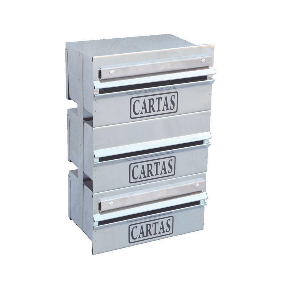 Caixa Correio Condomínio Detrás Para Grade Inox 3 Módulos - 1