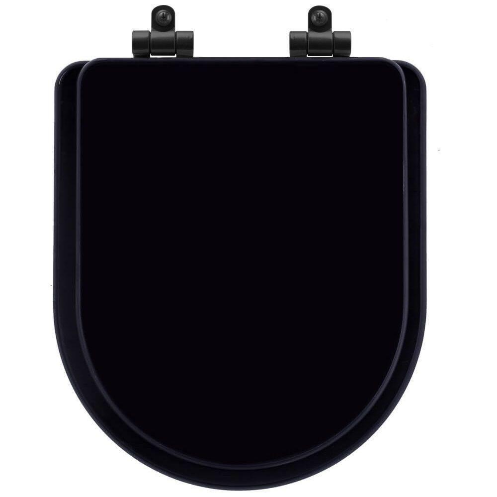 Assento Sanitário Poliéster Soft Close Link/Lk Preto Para Vaso Deca Com Ferragem Preta - 1