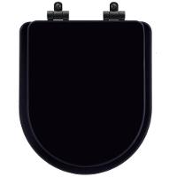 Assento Sanitário Poliéster Soft Close Link/Lk Preto Para Vaso Deca Com Ferragem Preta - 1