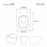 Assento Sanitário Poliéster Soft Close Link/Lk Preto Para Vaso Deca Com Ferragem Preta