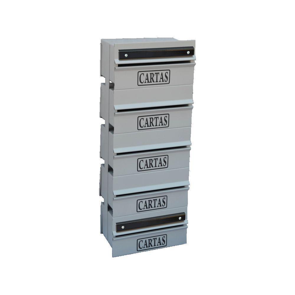 Caixa Correio Condomínio Detrás Para Grade Cinza 5 Módulos - 1
