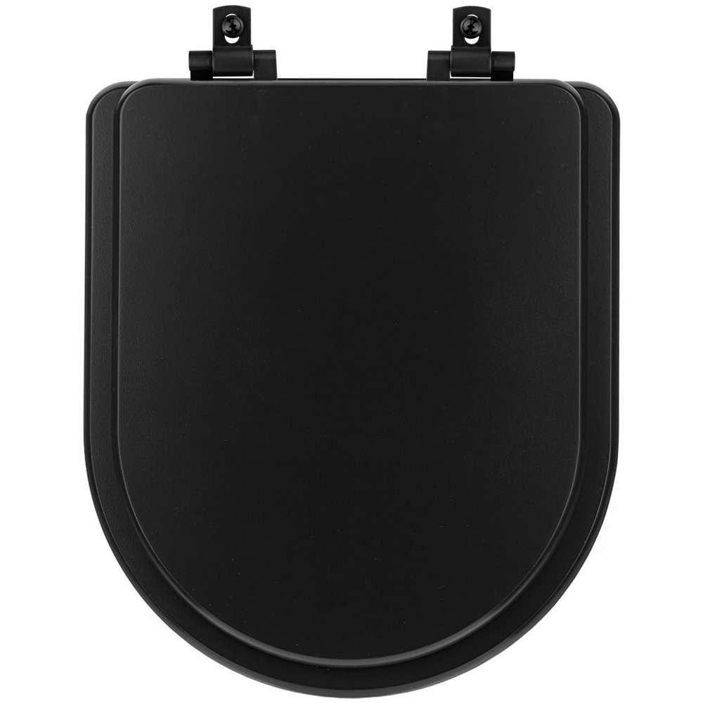 Tampa De Vaso Laqueado Com Amortecedor Smart Onix (Preto Fosco) Para Bacia Celite Com Ferragem Preta - 1