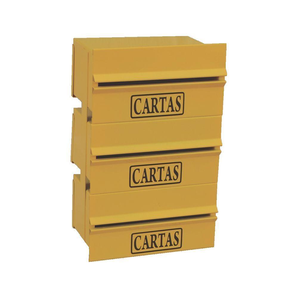 Caixa Correio Condomínio Detrás Para Muro Amarela 3 Módulos - 1