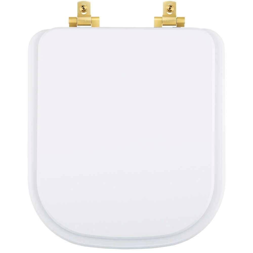 Tampa De Vaso Laqueado Com Amortecedor Piano Branco Para Bacia Deca Com Ferragem Dourada - 1