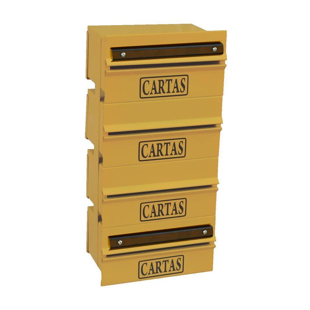 Caixa Correio Condomínio Detrás Para Grade Amarela 4 Módulos - 1