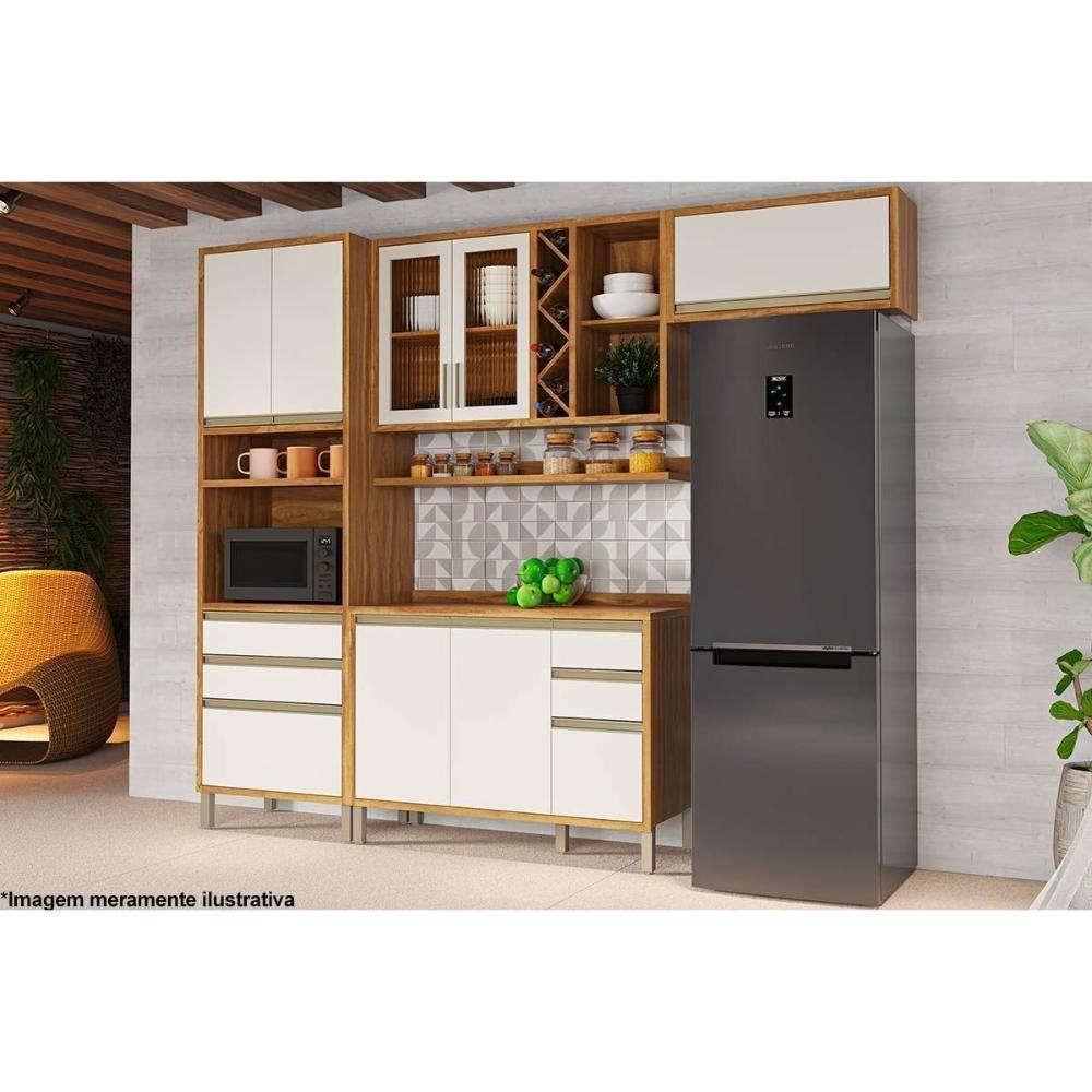 Armário Aéreo Cozinha Modulado Tempranillo 2 Portas 120cm Amendoa/off White - Ronipa - 3