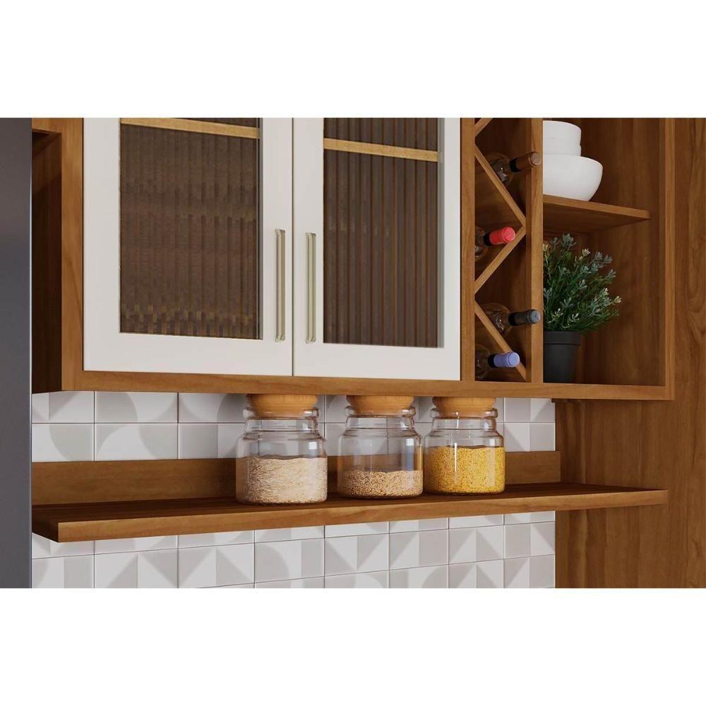 Armário Aéreo Cozinha Modulado Tempranillo 2 Portas 120cm Amendoa/off White - Ronipa - 4