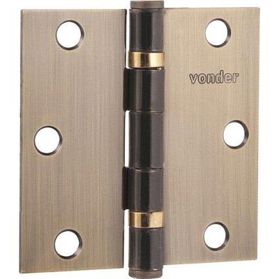 Dobradiça para Porta 4" Aço Carbono Latonado com 3 Peças Vonder