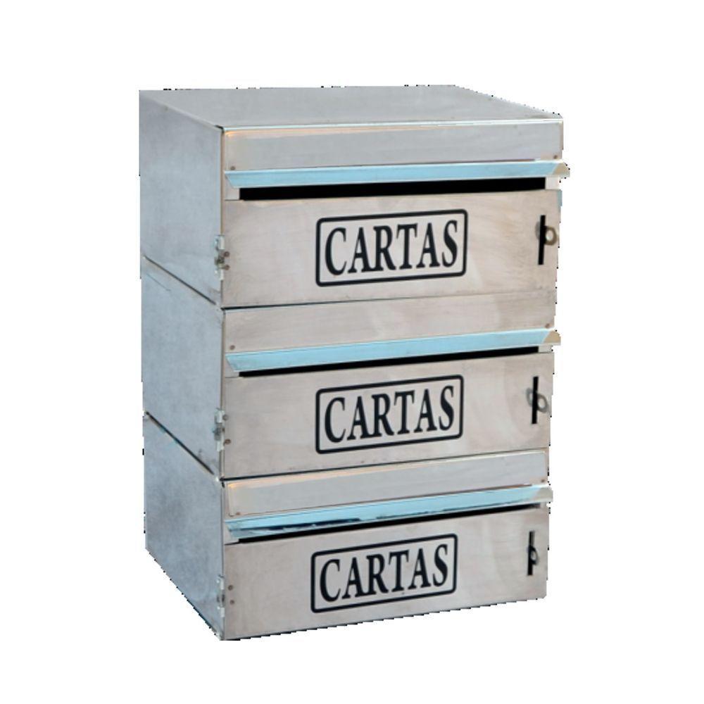 Caixa Correio Condomínio Frontal Para Muro Inox 3 Módulos - 1