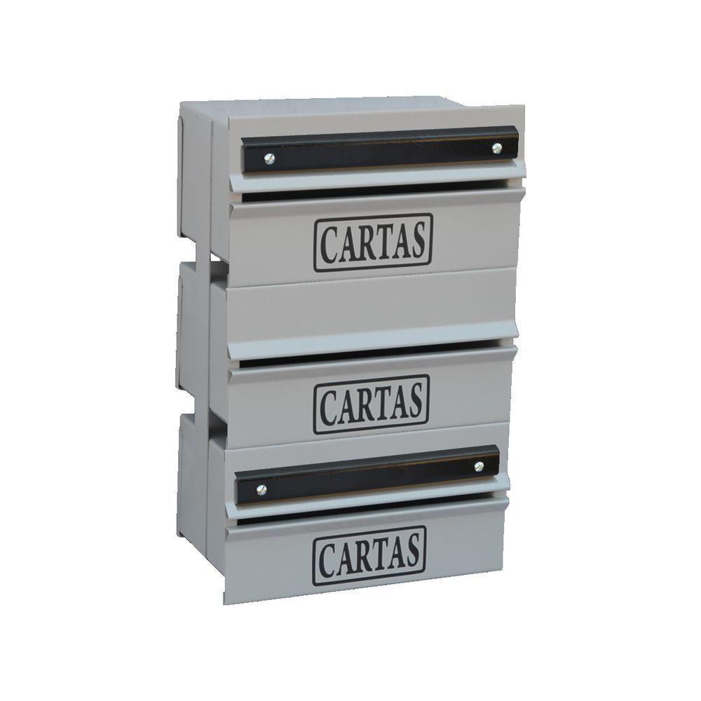 Caixa Correio Condomínio Detrás Para Grade Cinza 3 Módulos - 1
