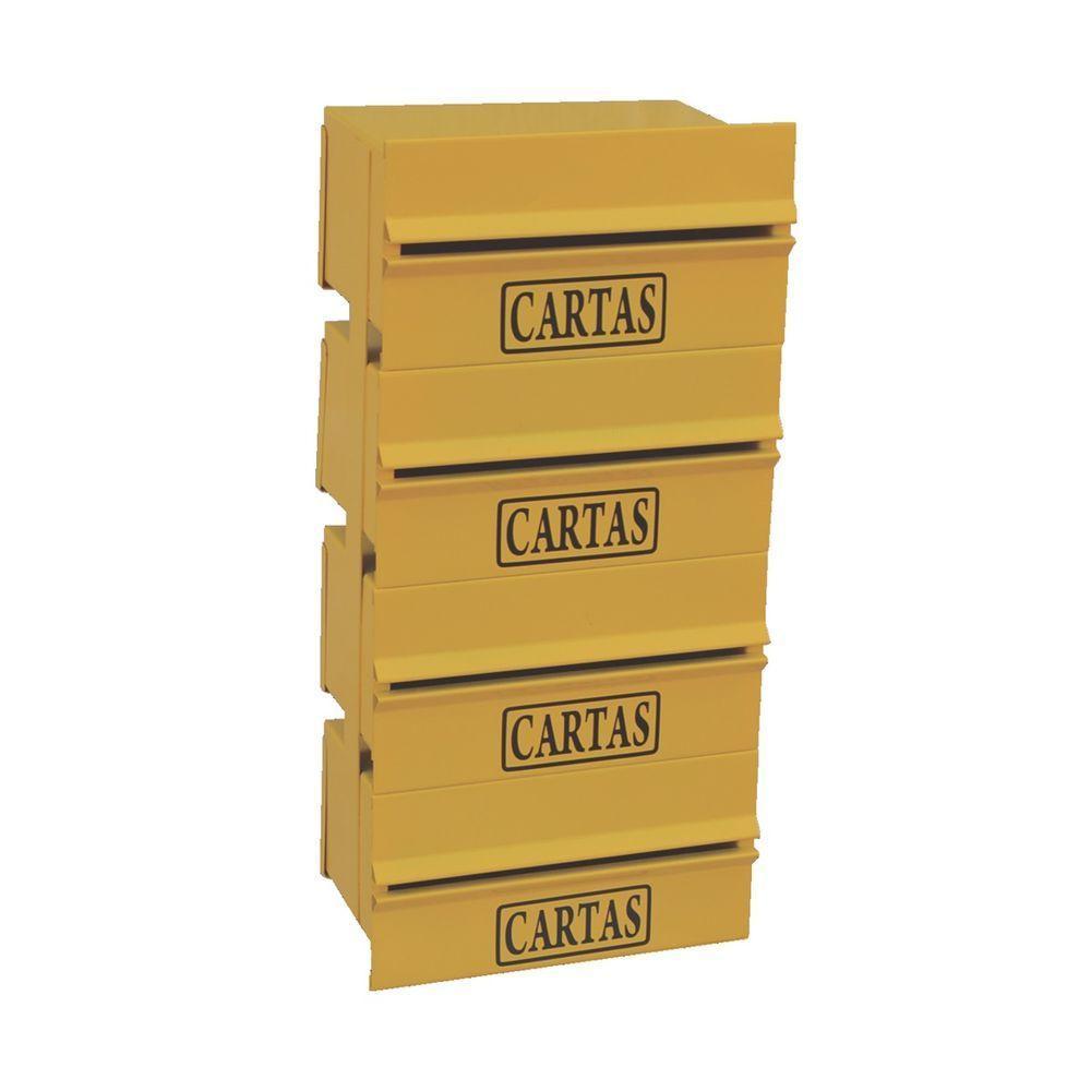 Caixa Correio Condomínio Detrás Para Muro Amarela 4 Módulos - 1