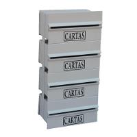 Caixa Correio Condomínio Detrás Para Muro Cinza 4 Módulos - 1