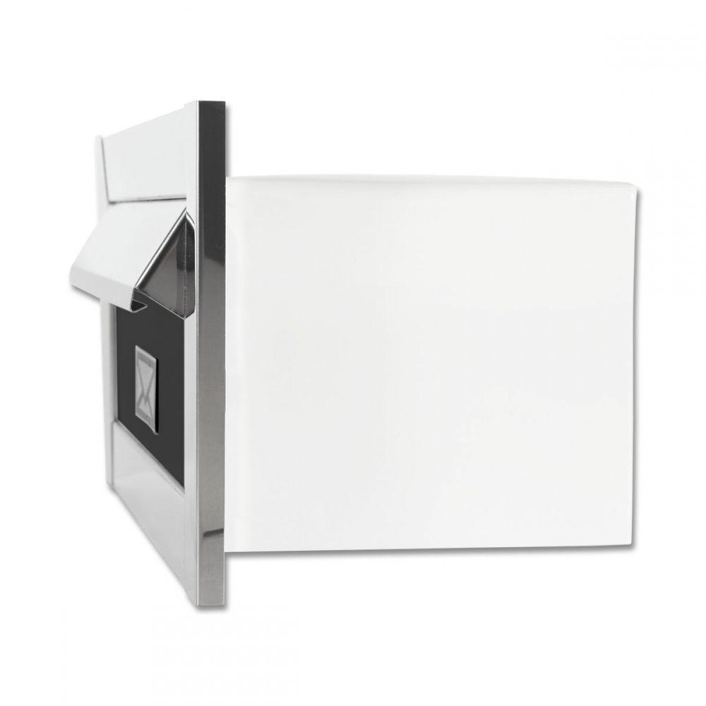 Caixa De Correio Carta F Inox Polido Brilhante Espelhado C Tarja Preta 17 Cm Profundidade - 3