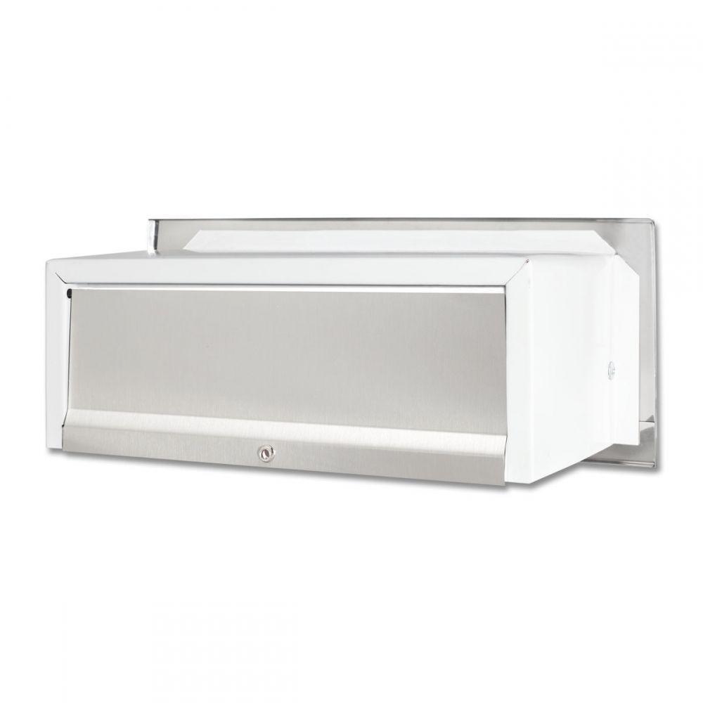 Caixa De Correio Carta E Revista Frente Em Inox Polido Brilhante Espelhado Com Tarja Marron - 2