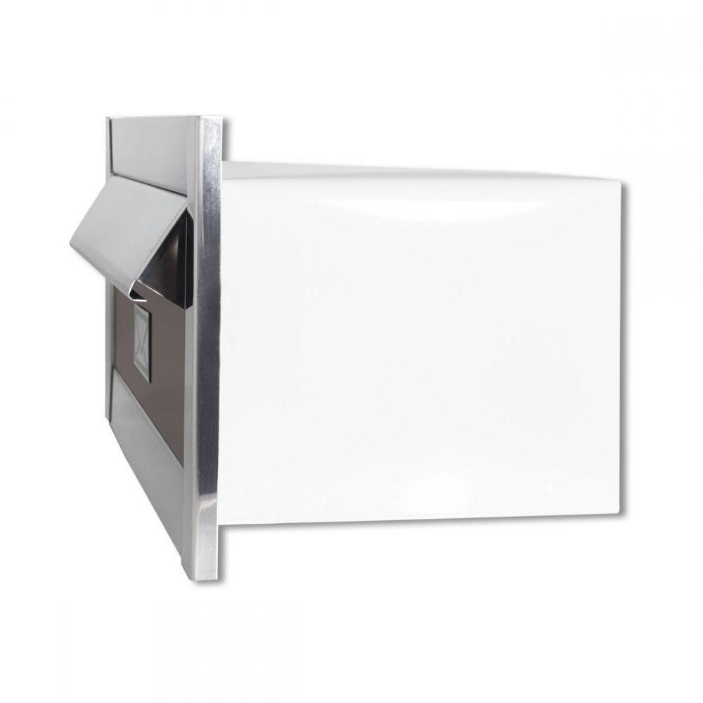 Caixa De Correio Carta E Revista Frente Em Inox Polido Brilhante Espelhado Com Tarja Marron - 3