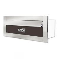 Caixa De Correio Carta E Revista Frente Em Inox Polido Brilhante Espelhado Com Tarja Marron - 1