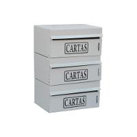 Caixa Correio Condomínio Frontal Para Muro Cinza 3 Módulos - 1