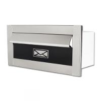 Caixa De Correio Carta Frente Em Inox Escovada Com Tarja Preta 14 Cm Profundidade - 1