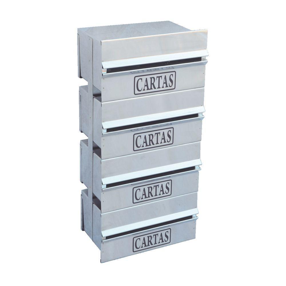 Caixa Correio Condomínio Detrás Para Muro Inox 4 Módulos - 1