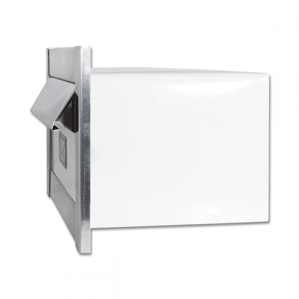 Caixa De Correio Carta Frente Em Inox Escovada Com Tarja Branca - 3