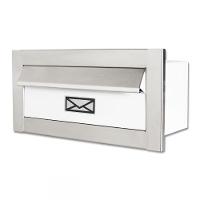 Caixa De Correio Carta Frente Em Inox Escovada Com Tarja Branca - 1