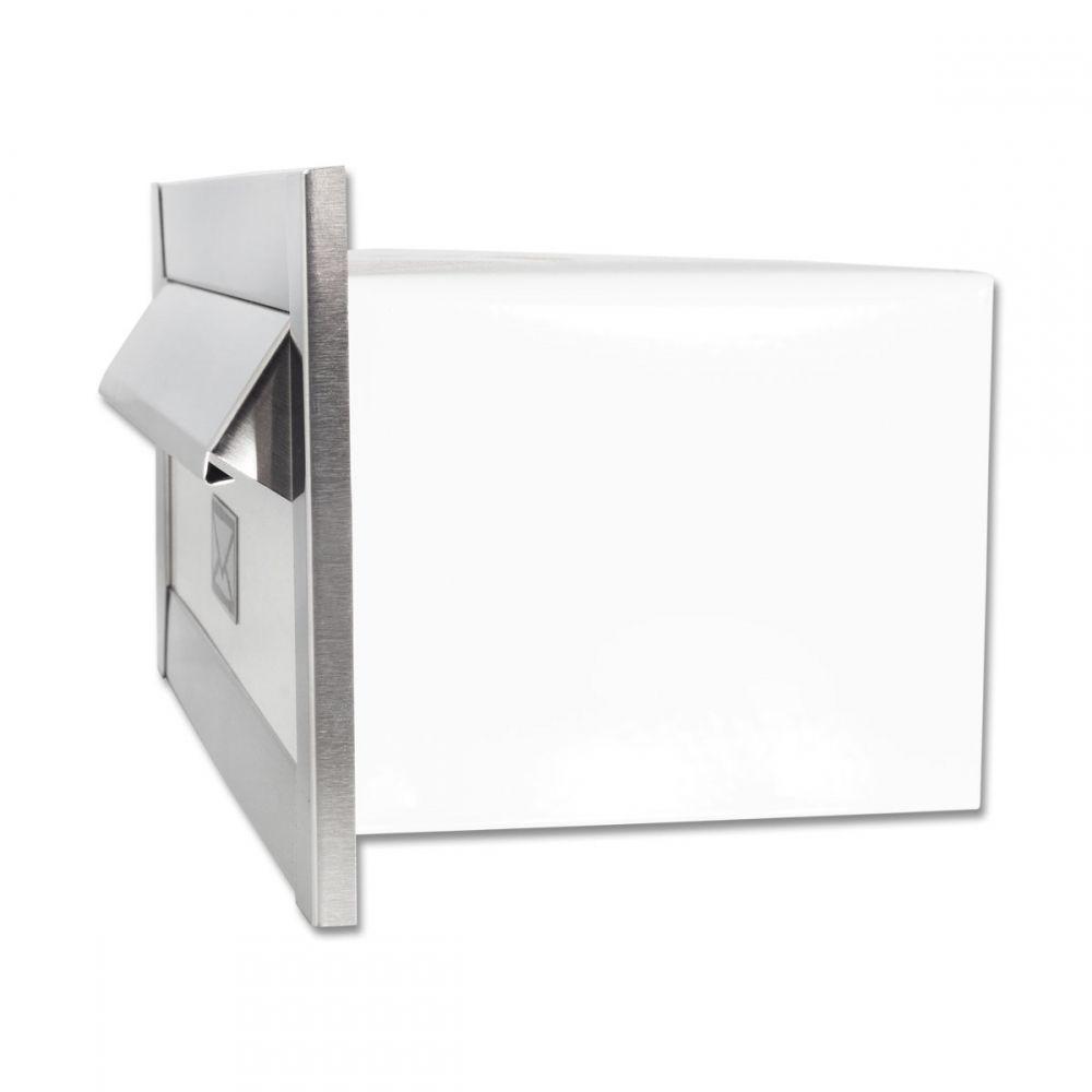 Caixa De Correio Carta E Revista Frente Em Inox Escovado Com Tarja Branca - 3