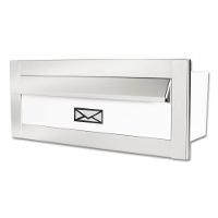 Caixa De Correio Carta E Revista Frente Em Inox Escovado Com Tarja Branca - 1