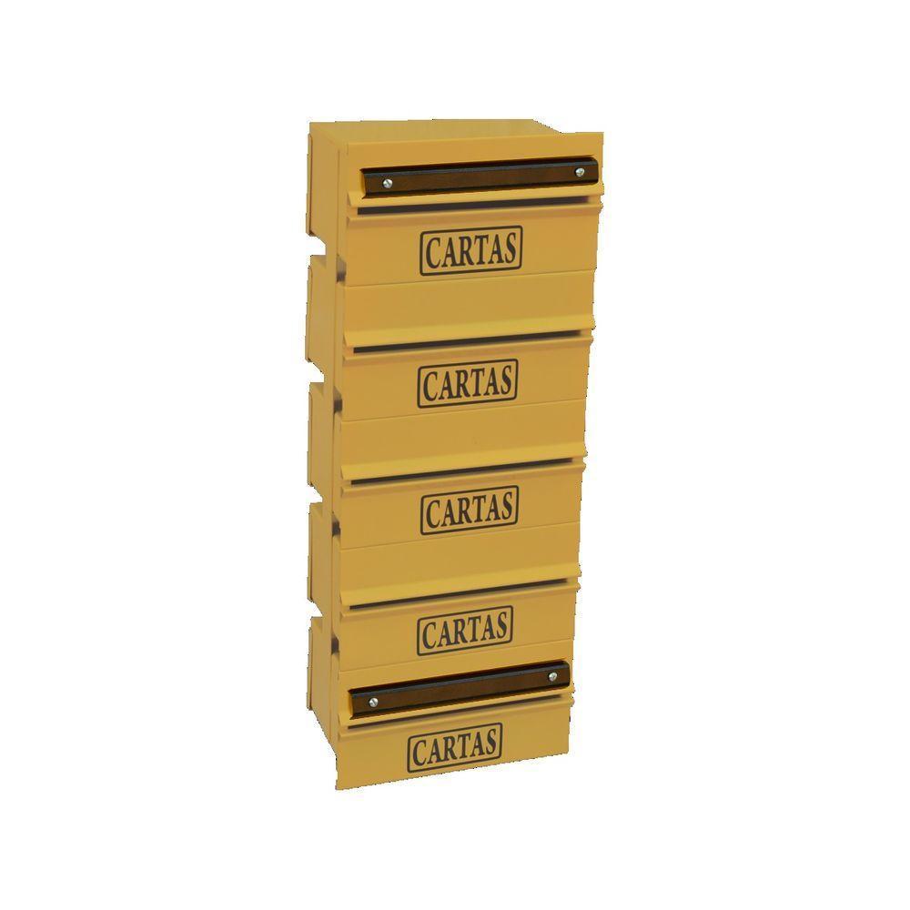 Caixa Correio Condomínio Detrás Para Grade Amarela 5 Módulos - 1