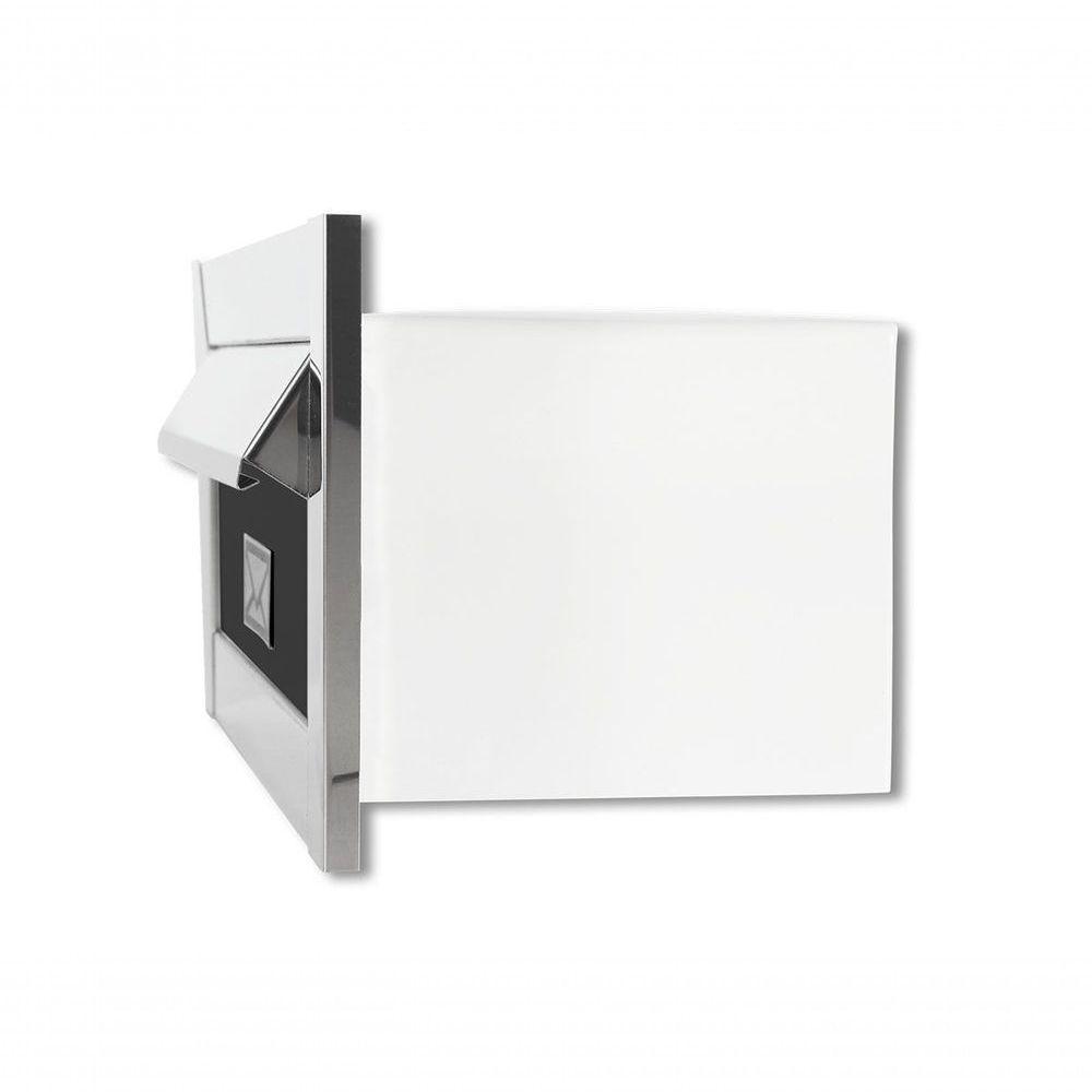 Caixa De Correio Carta E Revista Frente Em Inox Polido Brilhante Espelhado Com Tarja Preta - 3
